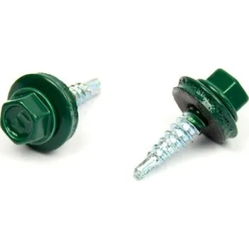 Šroub Střešní šroub s EPDM 4,8x20 RAL 6005 tmavě zelená (Střešní - farmářský šroub s podložkou)