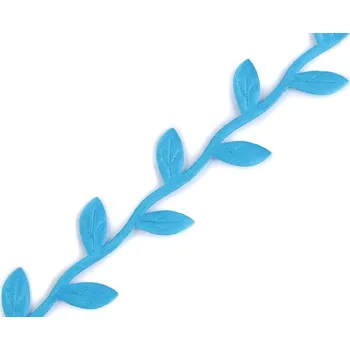 Stuha Saténový prýmek 25mm - listy Barva: modrá arurová