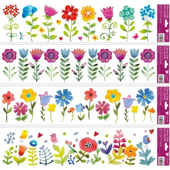 Okenní dekorace Anděl Přerov Okenní fólie pruhy s kytkami 64x15 cm