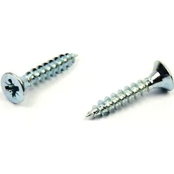 Spojovací materiál Univerzální vrut do dřeva 4,5x20 plný závit zinek bílý (Vrut do dřeva, křížová drážka PZ, zápustná hlava)