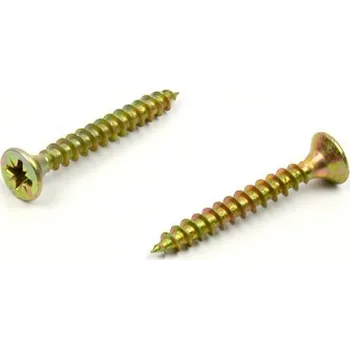 Vrut Univerzální vrut do dřeva 4,5x40 plný závit zinek žlutý (Vrut do dřeva, křížová drážka PZ, zápustná hlava)
