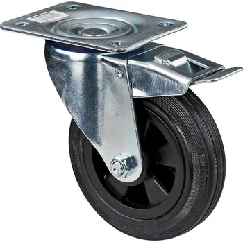 Pojezdové kolečko DEMA Gumové otočné kolečko s brzdou 160 mm, do 70 kg