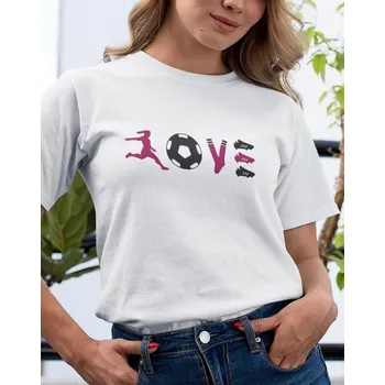 Dámské tričko Dámské tričko - fotbal LOVE, Barva Bílá, Velikost M, Canvas Dámské tričko s krátkým rukávem Bezvatriko.cz 1572