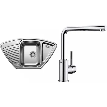 Nerezový dřez Set Blanco 06-B 26 (dřez Tipo 9 E Přírodní lesk + baterie Mila Chrom)