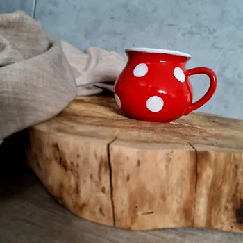 Bureš šálek keramický červený puntík 200 ml