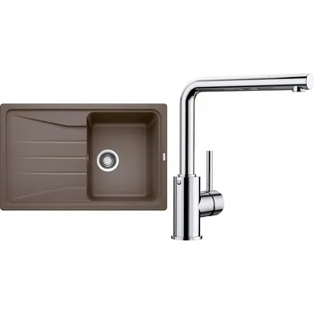 Granitový dřez Set Blanco 08-A 25 (dřez Sona 45 S Kávová + baterie Mila Chrom)