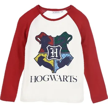 Chlapecké tričko Bílé tričko s vínovými rukávy Harry Potter Velikost: 140