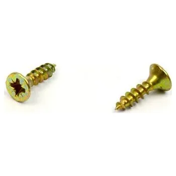 Vrut Univerzální vrut do dřeva 4x13 plný závit zinek žlutý (Vrut do dřeva, křížová drážka PZ, zápustná hlava)