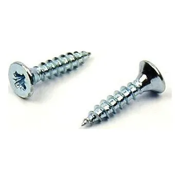 Dílna Univerzální vrut do dřeva 4x12 plný závit zinek bílý (Vrut do dřeva, křížová drážka PZ, zápustná hlava)