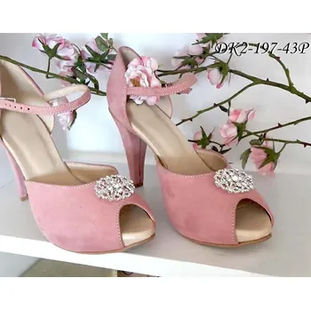 Dámské lodičky Semišové svatební boty na platformě - vřesově růžové Velikost obuvi: 34