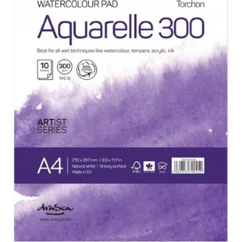 Drasca Art EOOD Skicák Aquarelle Torchon 300 přírodní bílý (300g/m2, 10 listů) A4