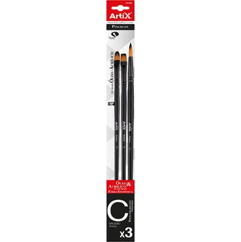 Umělecký štětec Main Papel S.L. Štětce kulaté a ploché vel.12 a 14 sada č.18 (3ks)