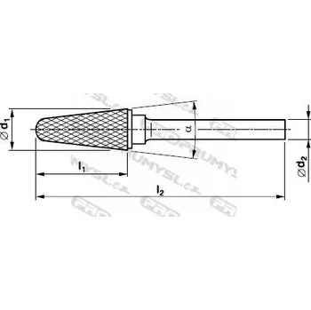 Fréza Technická fréza tvrdokovová, kuželová s rádiusem, FREZA, L1938x06