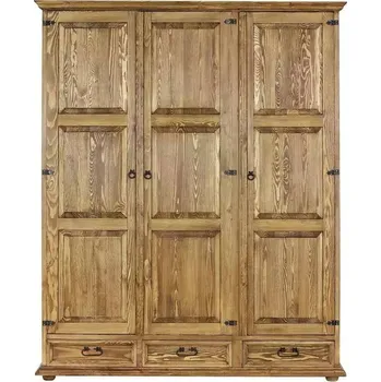 Komoda Masivní trojdílná šatní skříň CORDOBA Slim 103 oddělená Barevné provedení: Hnědý vosk K15