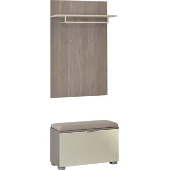 Botník Věšák s botníkem dub nordic/písek lesk 80-EL