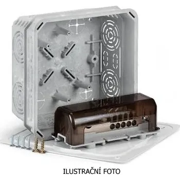 Elektroinstalační krabice Elcon krabice s víkem KO 125 E a EPS svorkovnicí EQ01 pro uzemnění 150x150x77mm