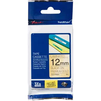 Pásek do tiskárny TZE-PR831 zlatá / černá (12mm)