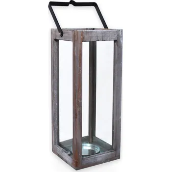 Zahradní dekorace Lucerna dřevo/sklo 38cm natural