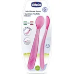 Chicco Soft Silicone lžička 6m+ Pink 2 ks