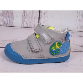 Chlapecké polobotky D.D.step Celoroční boty obuv D.D. step kožené S066-933 šedomodré s chameleonem velikost: 24