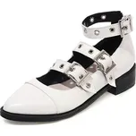 kožené punk baleríny s pásky a přezkami GoodDayGirl Barva: Bílá, Velikost: 37