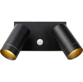 Venkovní osvětlení Lucide 09831/02/30 venkovní nástěnná lampa Taylor 2x50W | GU10 | IP54 - černá, bodová, nastavitelná, pohybový senzor + sada - Trio LED žárovka 2x10W | E27 | 3000K | 806lm