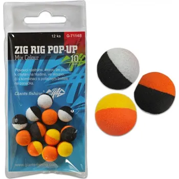 Boilies 12ks - Pěnová Nástraha Giants Fishing Zig Rig Pop-Up Mix Color Průměr 10mm