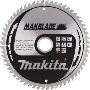 Řezný kotouč Makita pílový kotúč 216mm, 60z B-09058
