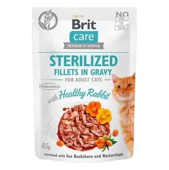 12ks Brit Care Cat Fillets Gravy Steril Healthy Rabbit 85g