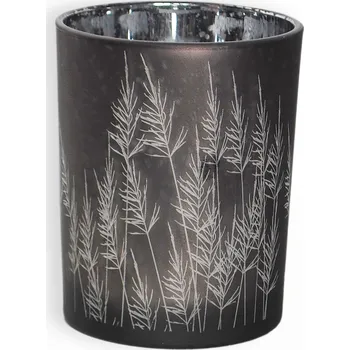 Svícen Svícen sklo pr.7,3V8cm antracit mat/stříbrná