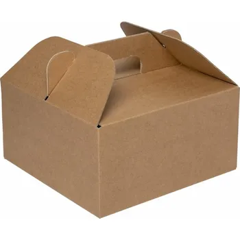 Krabice na pečivo Krabice 200x200x100 mm, na potraviny, výslužky a cukroví, hnědá kraftová, 10 ks