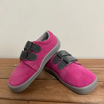 Dívčí polobotky Barefoot nízké tenisky REBECCA (šedé pásky), Beda Barefoot Velikost: 20