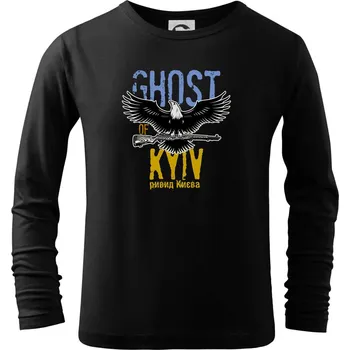 Chlapecké tričko Ghost of Kyiv - Orel - Triko dětské Long Sleeve - 134 cm/8 let ( Černá )
