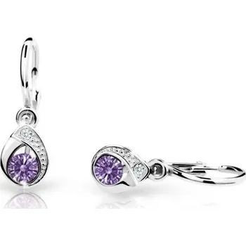 Náušnice Cutie Jewellery Dětské náušnice z bílého zlata C1898B-Ametyst