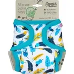 Petit Lulu - ALL-IN-ONE kapsová plena (AIO) - Tyrkysová peříčka, Velikost 4 - 15kg