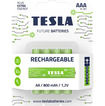 Článková baterie TESLA RECHARGEABLE+ AAA - alkalická baterie HR03, nabíjecí, 4ks