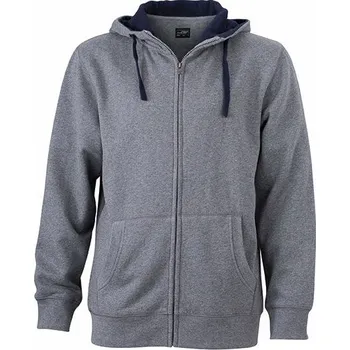 Pánská mikina Daiber Pánská mikina na zip s kapucí Lifestyle Zip-Hoody JN963 Barva: Šedý melír - Modrá námořní, Velikost: M