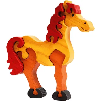 Fauna Dřevěné vkládací puzzle z masivu velký kůň hnědý