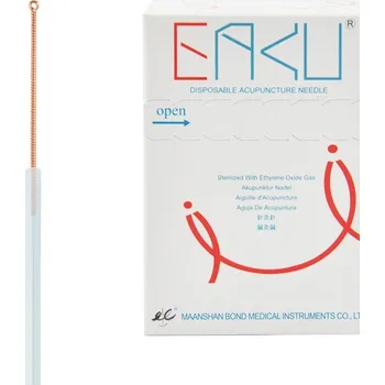 Jehla na akupunkturu Akupunkturní jehly - EAKU - měděná rukojeť - s trubičkou - 100 ks EAKU - měděné - s trub.: 0,30 x 75 mm