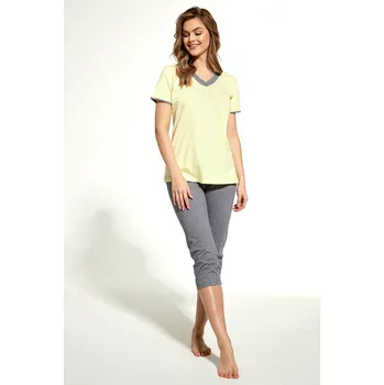 Dámská móda Cornette pyžamo dámské 446/228 Sylvia - žlutá, XXL (Bavlněné pyžamo dámské)