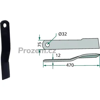Pracovní nůž Mulčovací nůž pro Howard, 470/12/32 mm