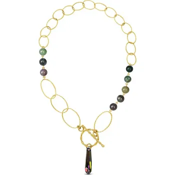 Náhrdelník Stříbrný pozlacený náhrdelník zelený Crystalactite NG6017VM8IA Vitrail Medium