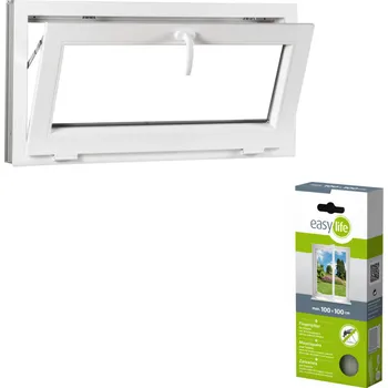 Okno TROCAL Sada plastové okno 100x50, sklopné, bíle + síť proti hmyzu