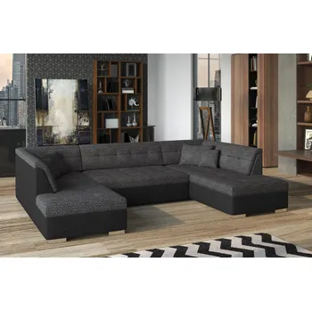 Sedací souprava Rozkládací rohová sedačka CAMERON U černá melír / černá