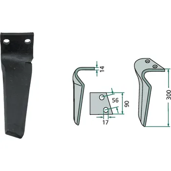 Pohon brány Hrot rotačních bran levý pro Becker, Carraro, 155217, 56/300 mm, hřeb rotačních bran