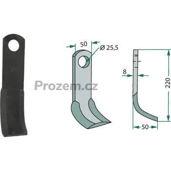 Mulčovací Y-nůž pro Rivierre Casalis, B225016, 220/8/25,5 mm