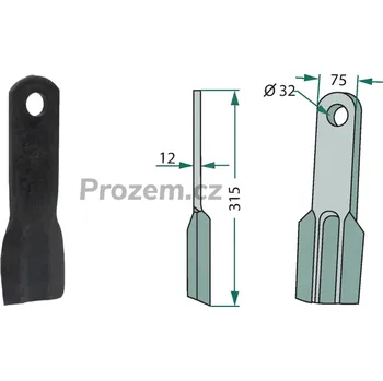 Mulčovací nůž pro Howard, 315/12/32 mm