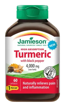 Přírodní produkt Jamieson Kurkumin s černým pepřem 4 000 mg 60 cps.