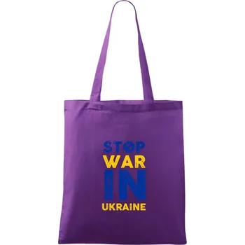 Nákupní taška Barevný nápis Stop war in ukraine - Taška bavlněná - 42 x 38 cm ( Fialová )