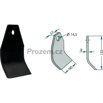 Mulčovací nůž pro Falc, 155/8/14,5 mm